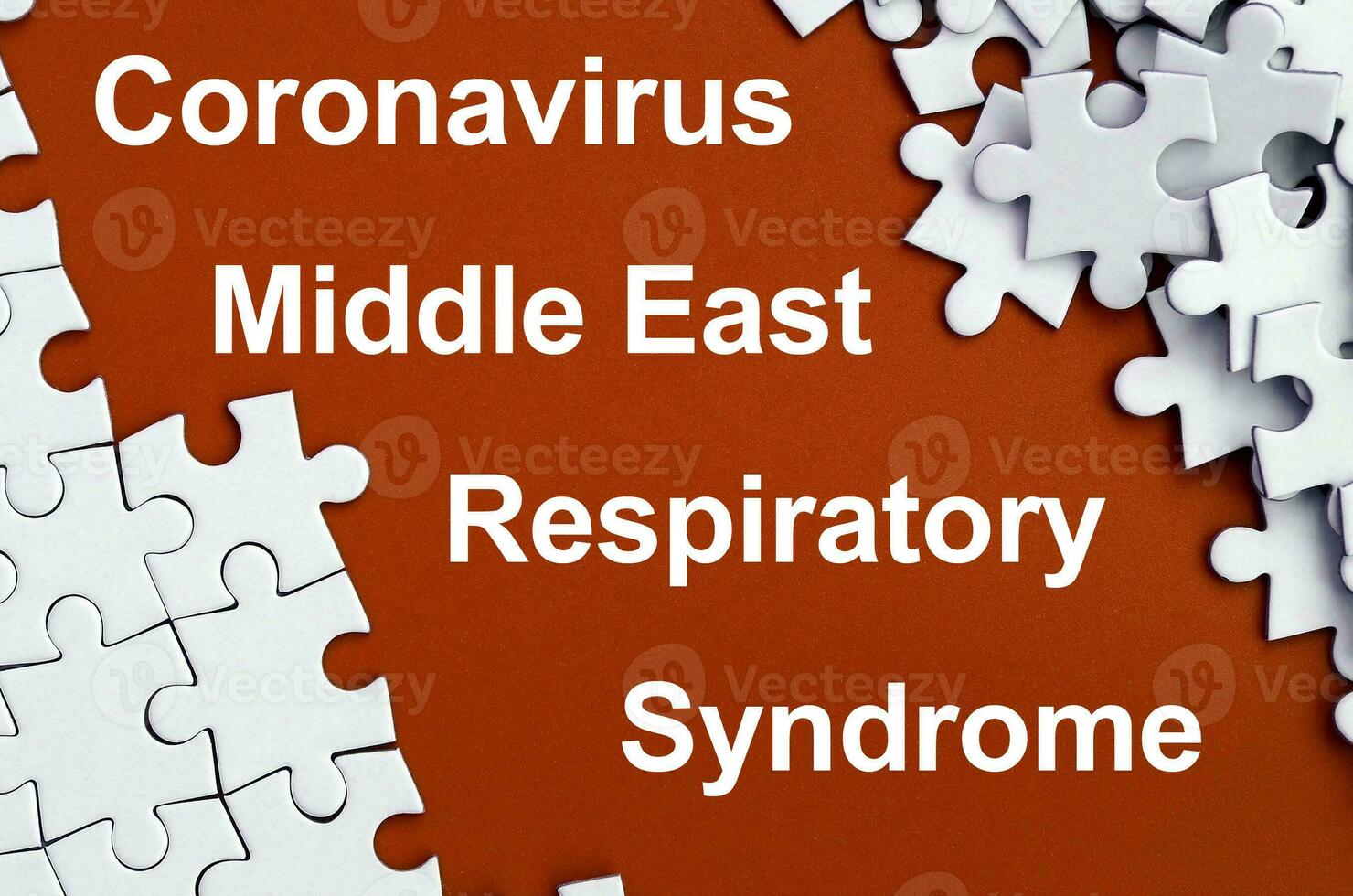 MERS-CoV Novel Corona virus concept with puzzle parts. Middle East Respiratory Syndrome abstract. Chinese infection photo