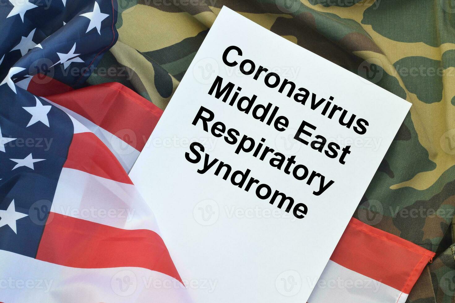 MERS-CoV Novel Corona virus concept with US flag. Middle East Respiratory Syndrome abstract. Chinese infection photo