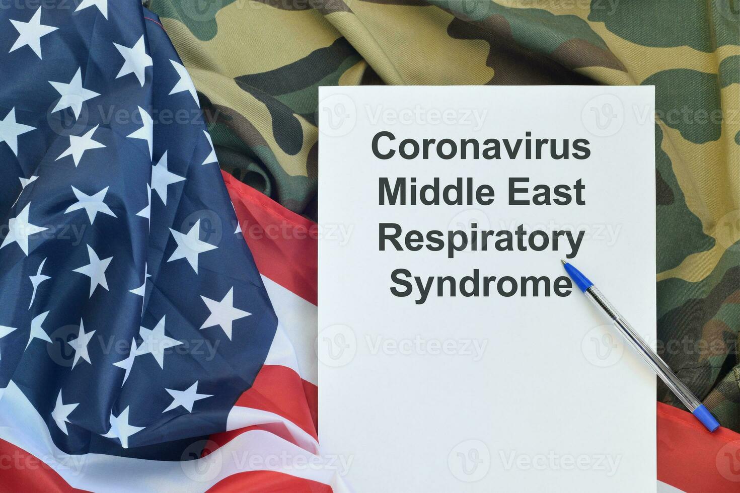 MERS-CoV Novel Corona virus concept with US flag. Middle East Respiratory Syndrome abstract. Chinese infection photo