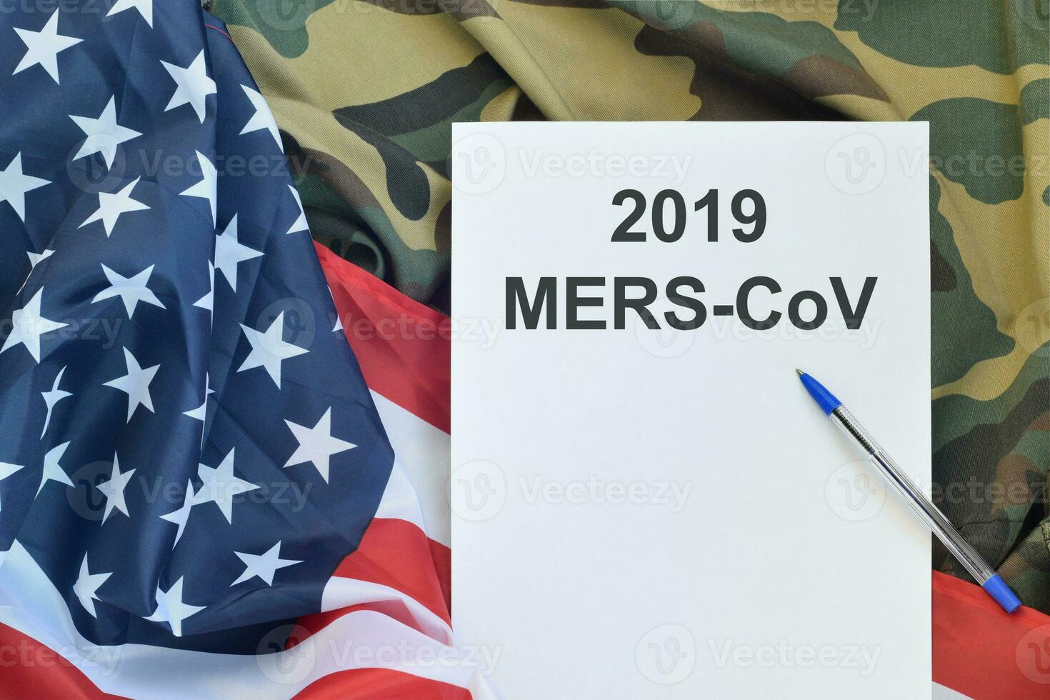 MERS-CoV Novel Corona virus concept with US flag. Middle East Respiratory Syndrome abstract. Chinese infection photo