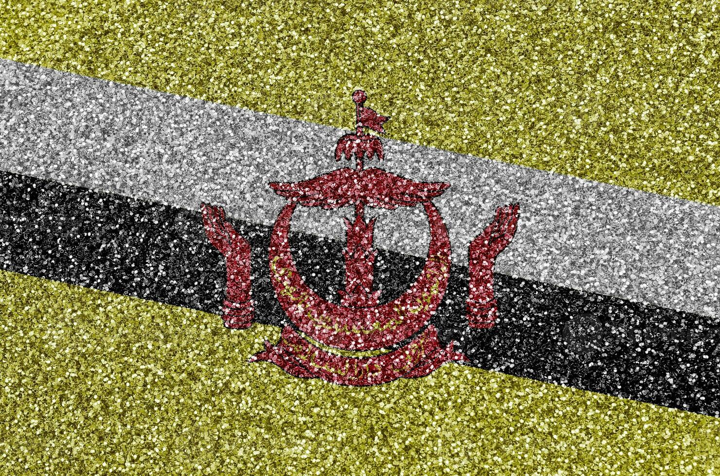 Brunei Darussalam flag depicted on many small shiny sequins. Colorful festival background for party photo