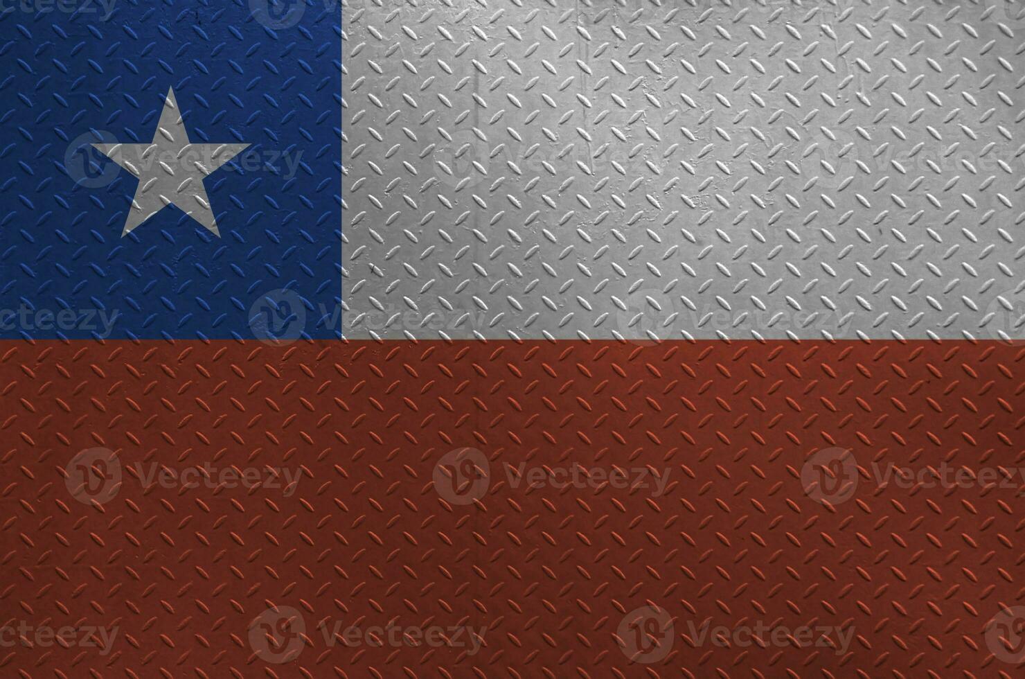 Chile bandera representado en pintar colores en antiguo cepillado metal plato o pared de cerca. texturizado bandera en áspero antecedentes foto