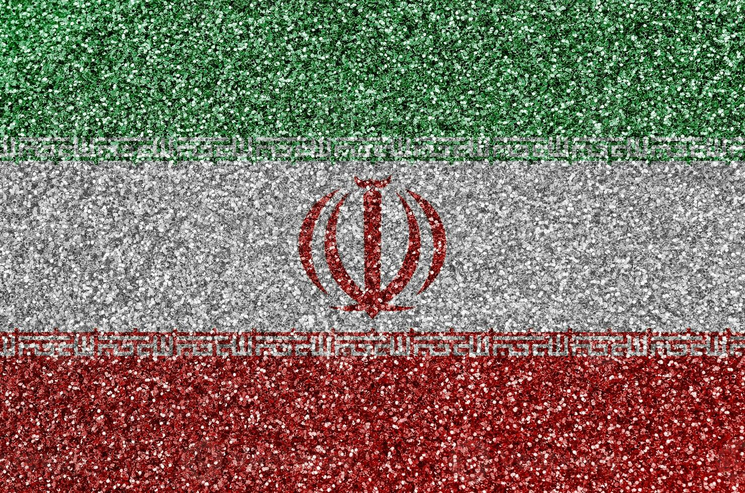 Iran flag depicted on many small shiny sequins. Colorful festival background for party photo