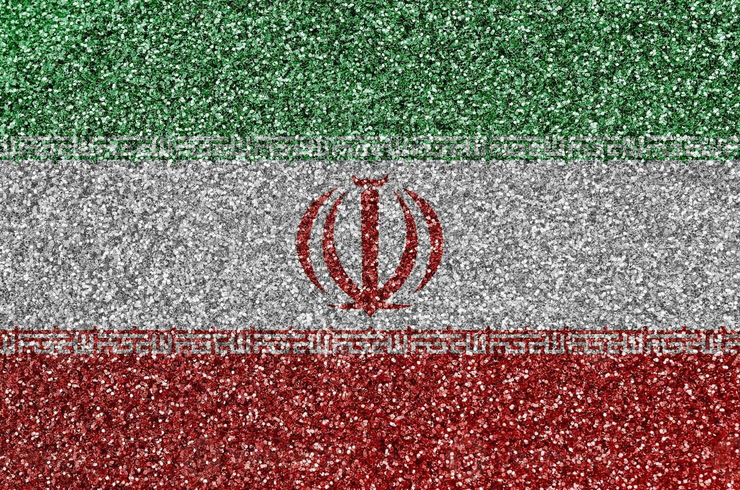 Iran flag depicted on many small shiny sequins. Colorful festival background for party photo