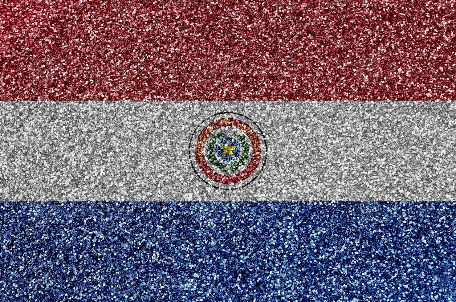Paraguay flag depicted on many small shiny sequins. Colorful festival background for party photo