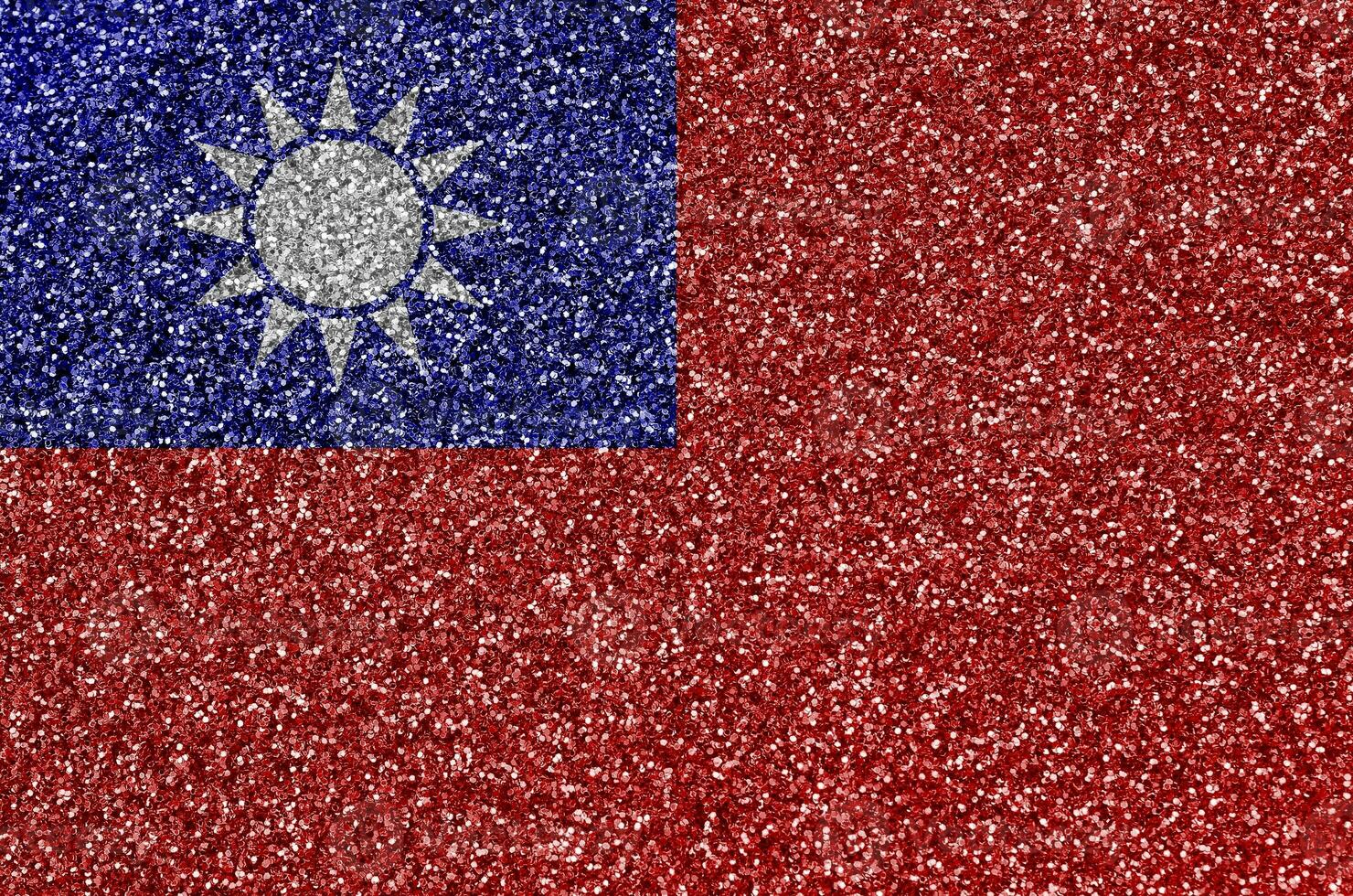 Taiwan flag depicted on many small shiny sequins. Colorful festival background for party photo