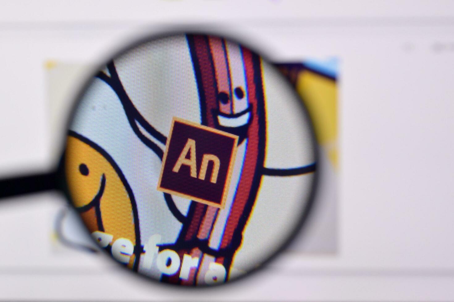 Web page of adobe animate product on official website on the display of PC photo