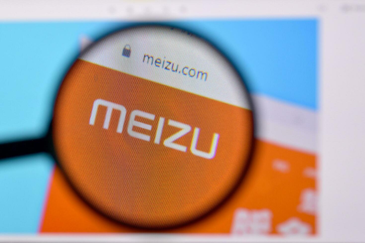 Homepage of meizu website on the display of PC, url - meizu.com. photo