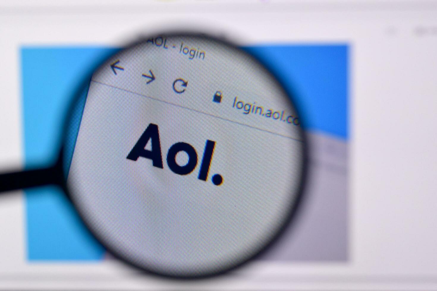 Homepage of aol website on the display of PC, url - aol.com. photo