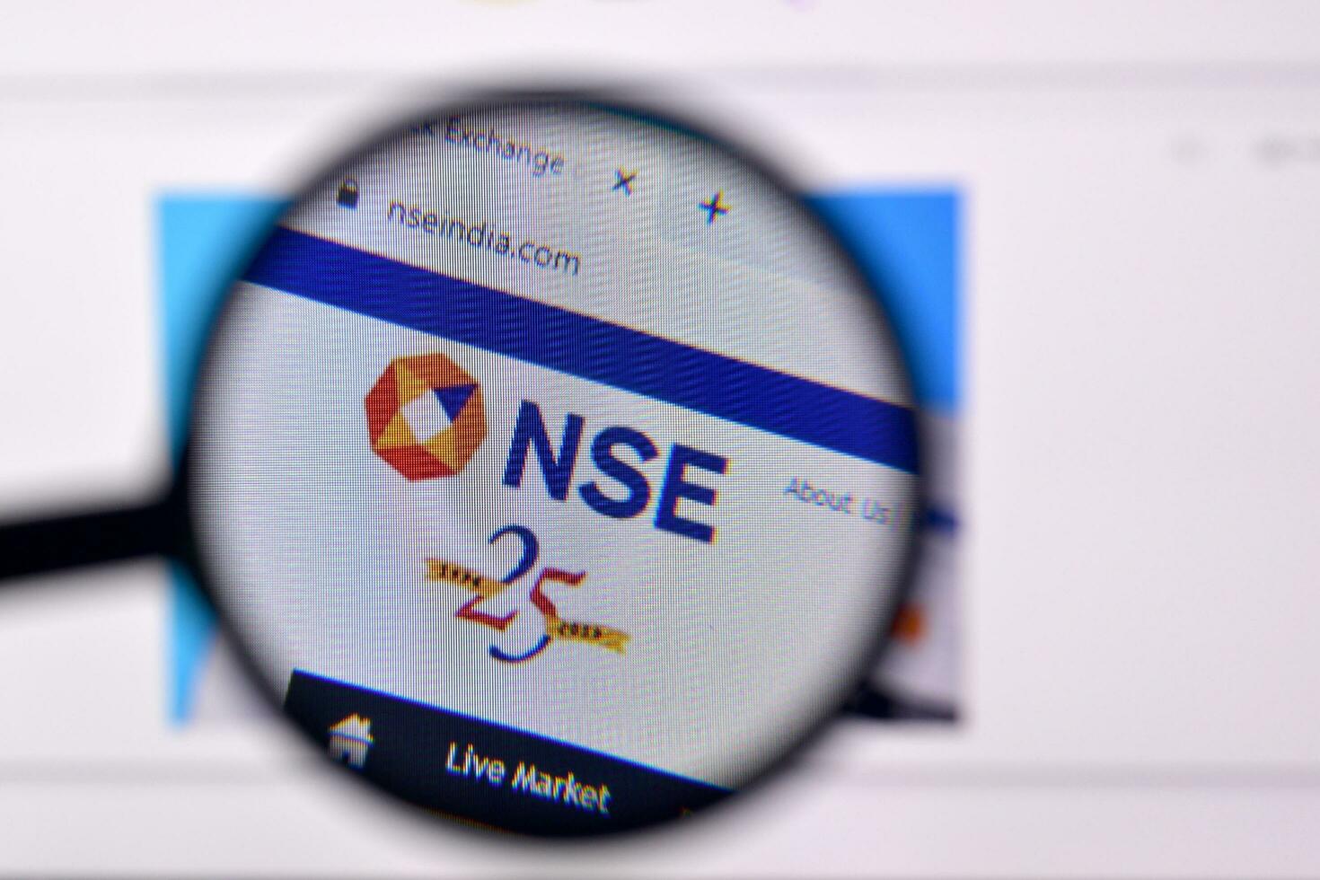 Homepage of nse india website on the display of PC url nseindia