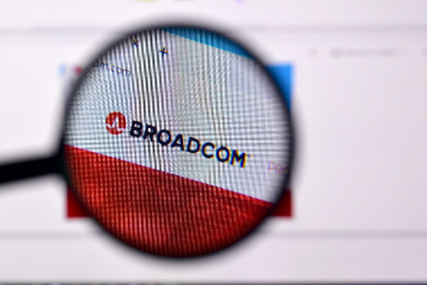 Homepage of broadcom website on the display of PC, url - broadcom.com. photo