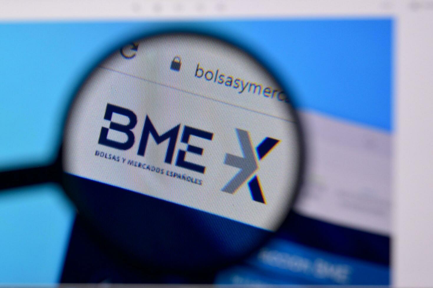 Homepage of bolsasymercados bme website on the display of PC, url - www.bolsasymercados.es. photo