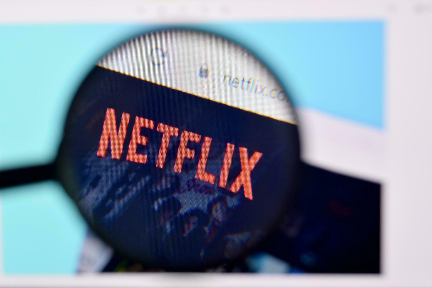 Homepage of netflix website on the display of PC, url - netflix.com. photo
