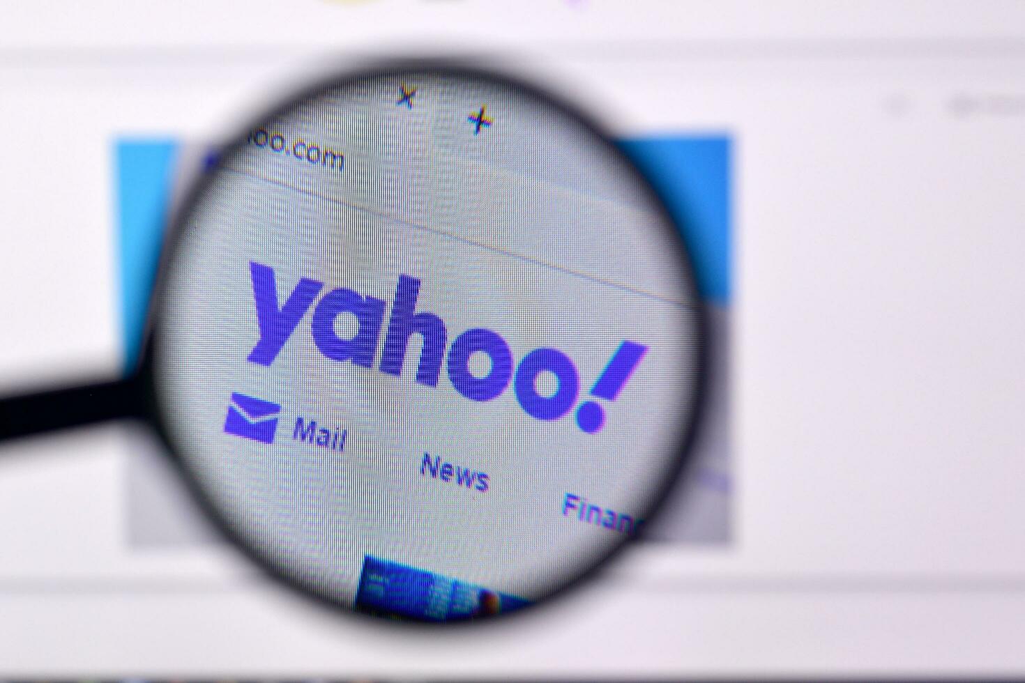 Homepage of yahoo website on the display of PC, url - yahoo.com. photo