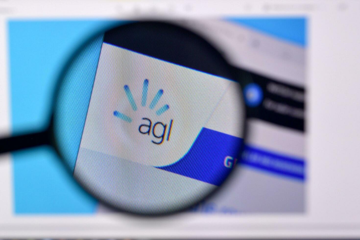 Homepage of agl website on the display of PC, url - agl.com.au. photo