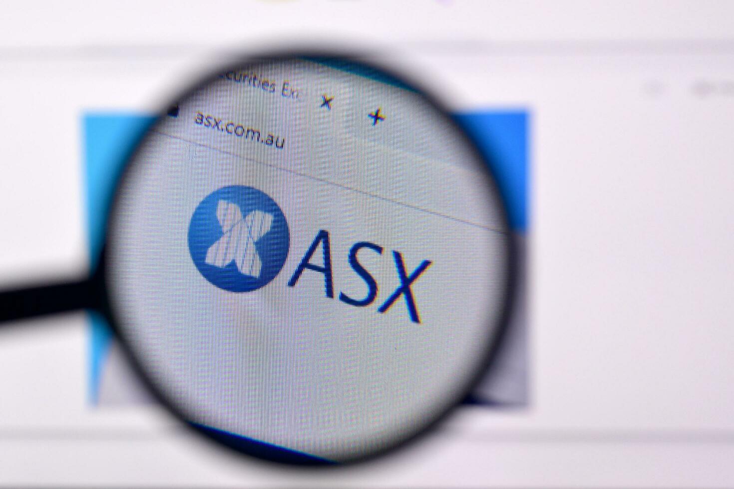 Homepage of asx website on the display of PC, url - asx.com.au. photo