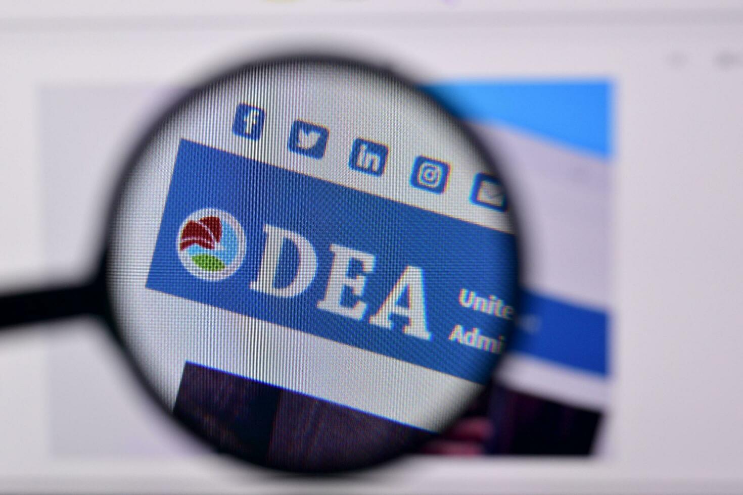 Homepage of dea website on the display of PC, url - dea.gov. photo