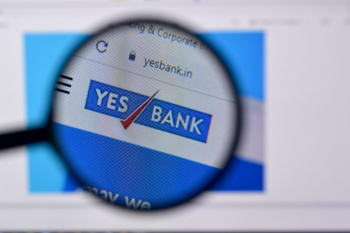 Homepage of yesbank website on the display of PC, url - yesbank.in. photo