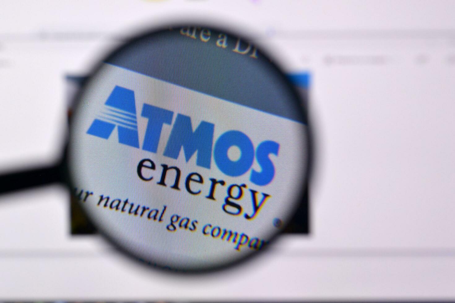 Homepage of atmosenergy website on the display of PC, url - atmosenergy.com. photo