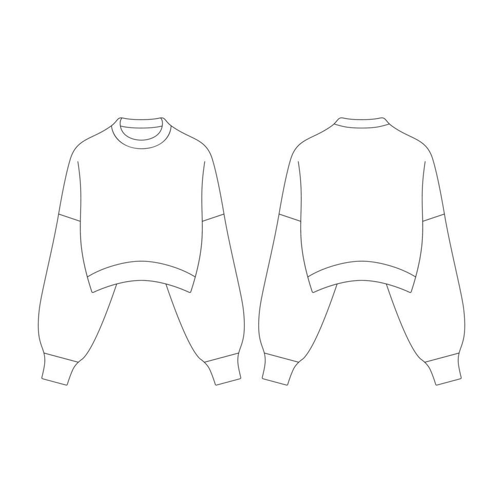 modelo globo manga recortado suéter vector ilustración plano diseño contorno ropa colección