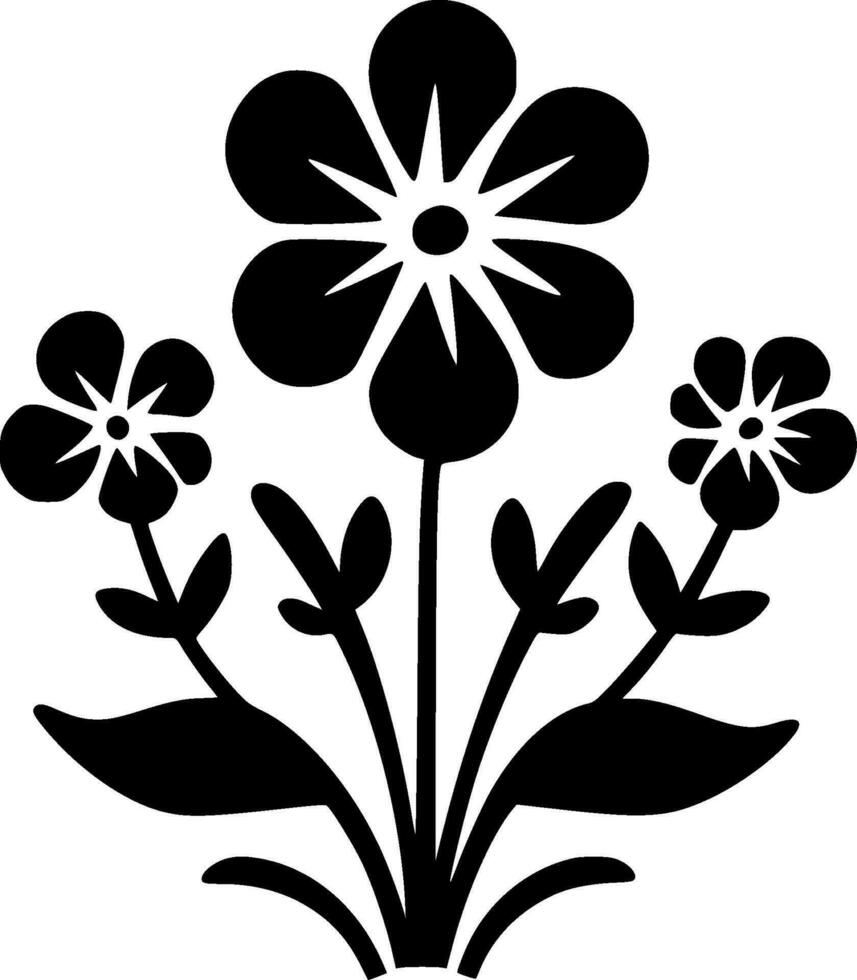 Flowers - Black and White Isolated Icon - Vector illustration