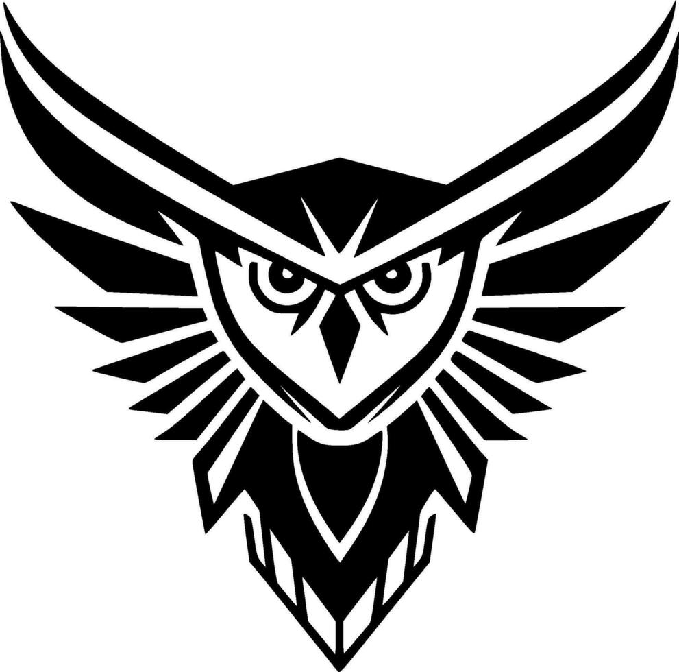 Owl - Black and White Isolated Icon - Vector illustration