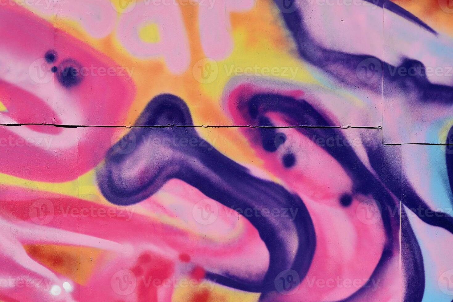 Colorful background of graffiti painting artwork with bright aerosol strips and beautiful colors photo