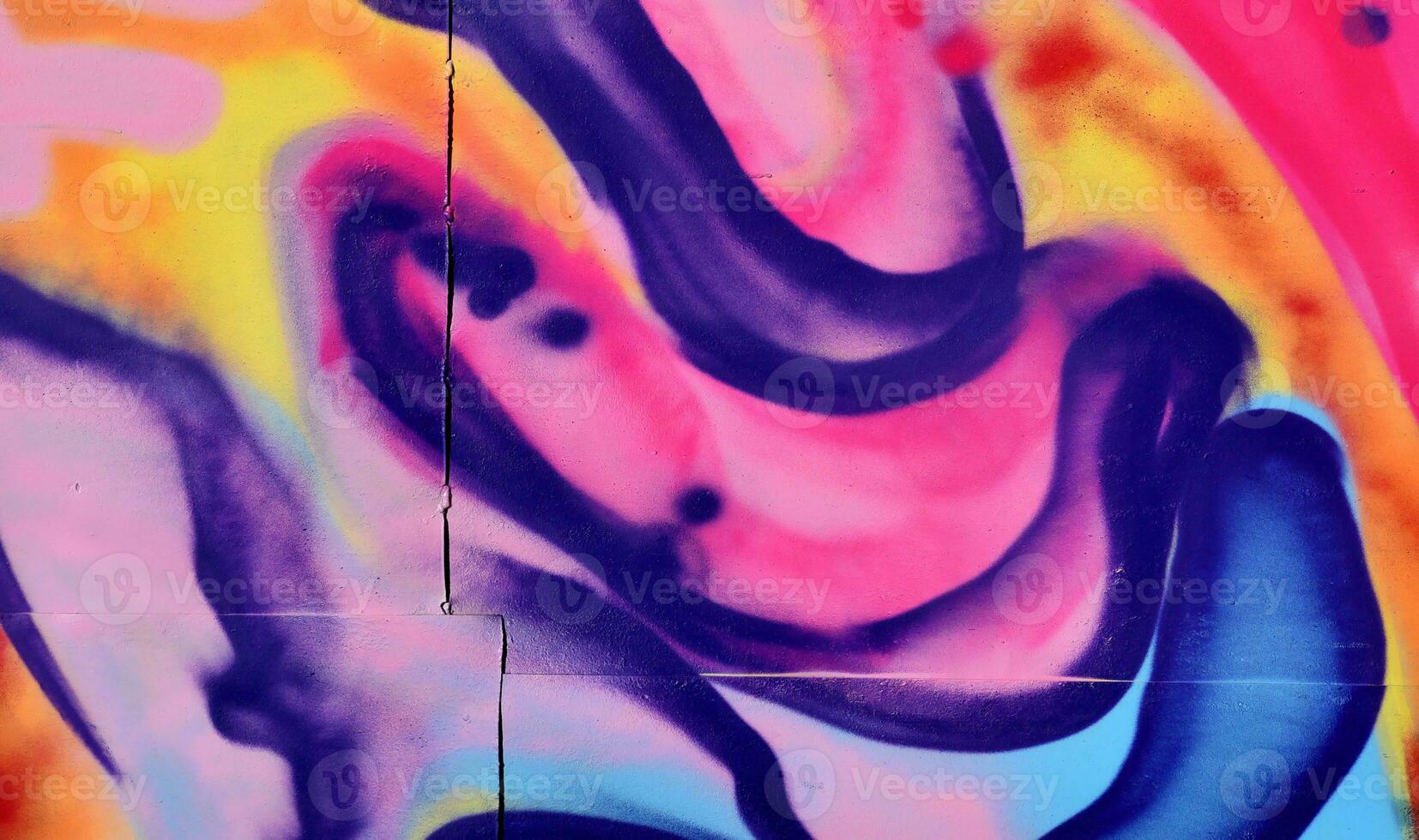 Colorful background of graffiti painting artwork with bright aerosol strips and beautiful colors photo