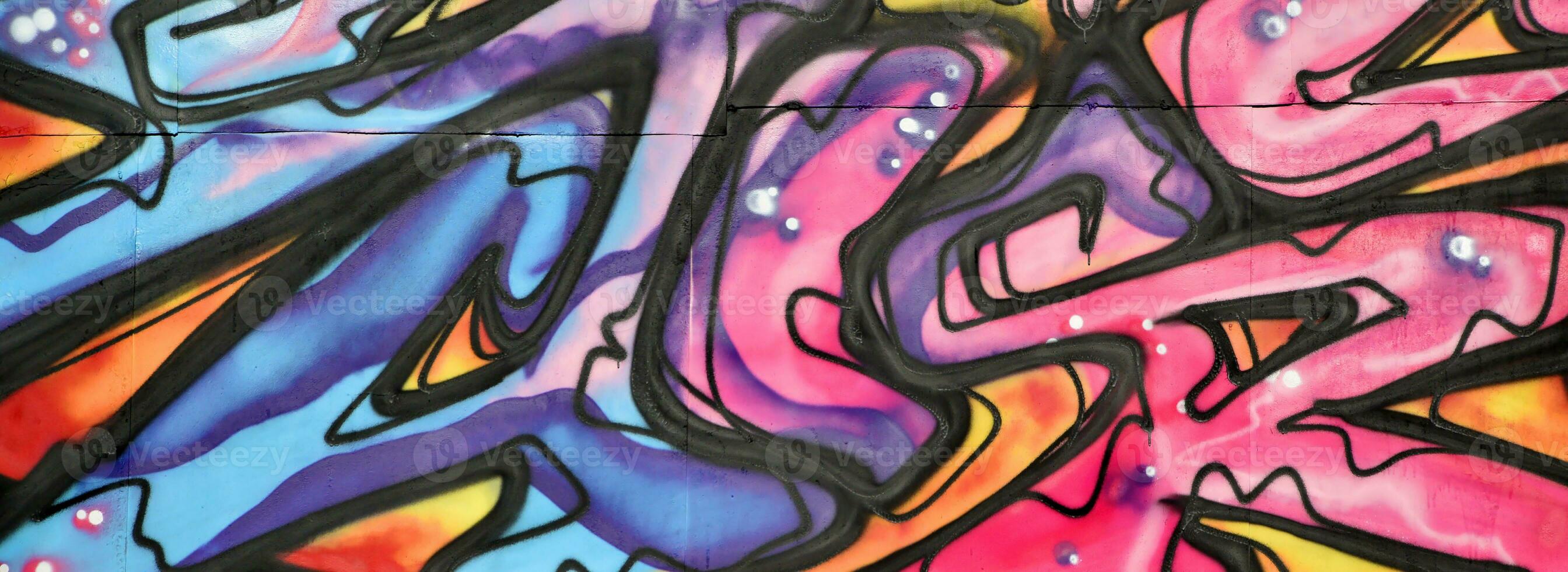 Colorful background of graffiti painting artwork with bright aerosol strips and beautiful colors photo