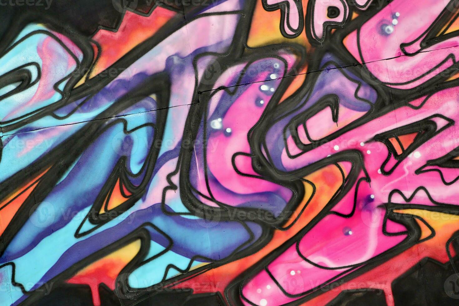 Colorful background of graffiti painting artwork with bright aerosol strips and beautiful colors photo