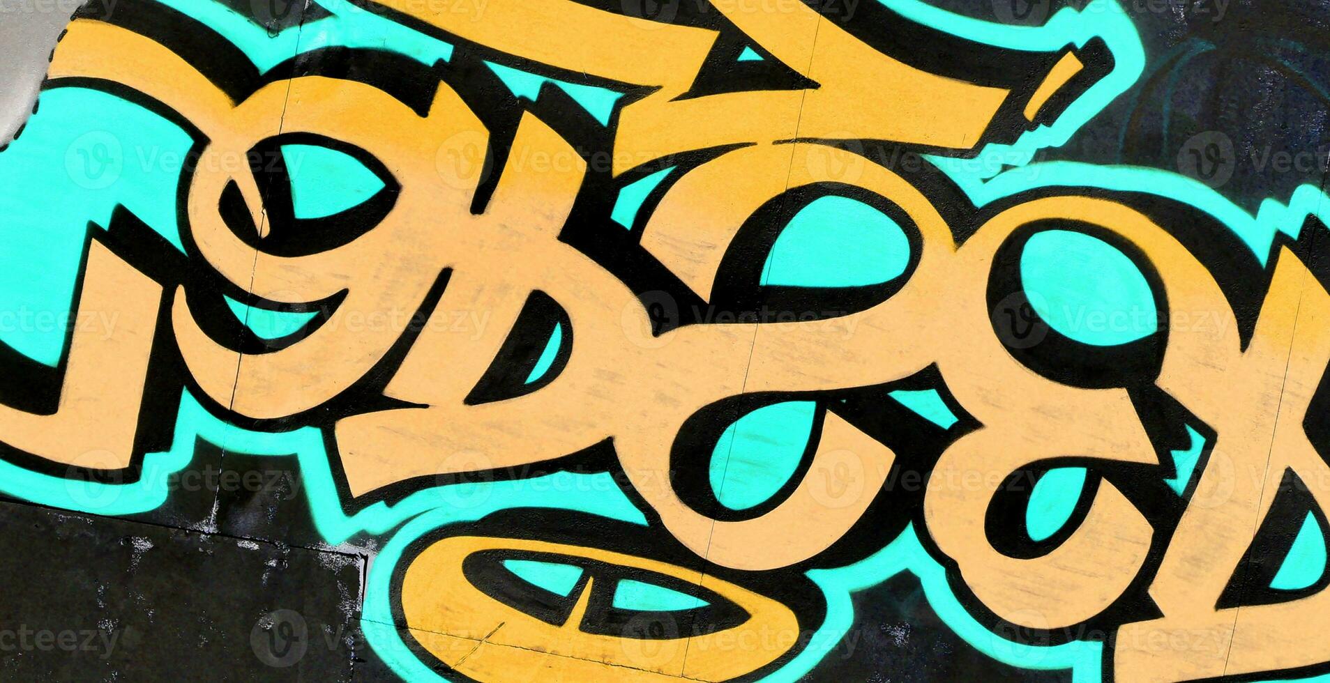 Colorful background of graffiti painting artwork with bright aerosol strips on metal wall photo