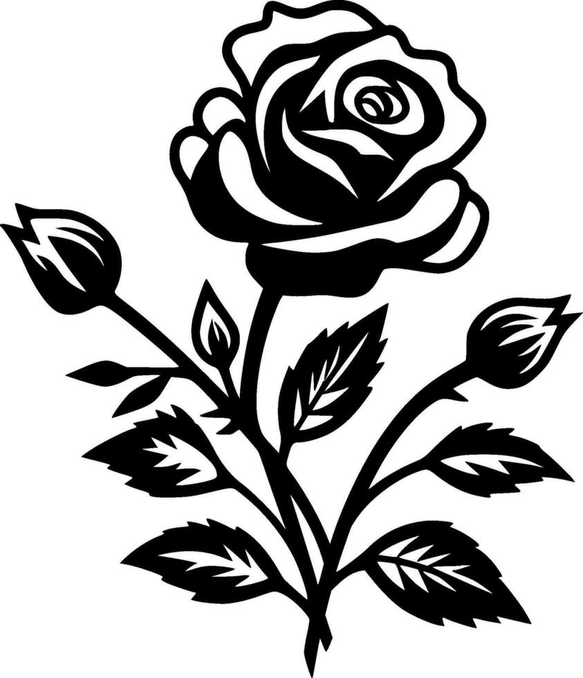 Roses - Black and White Isolated Icon - Vector illustration