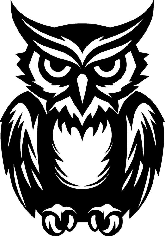 Owl - Black and White Isolated Icon - Vector illustration