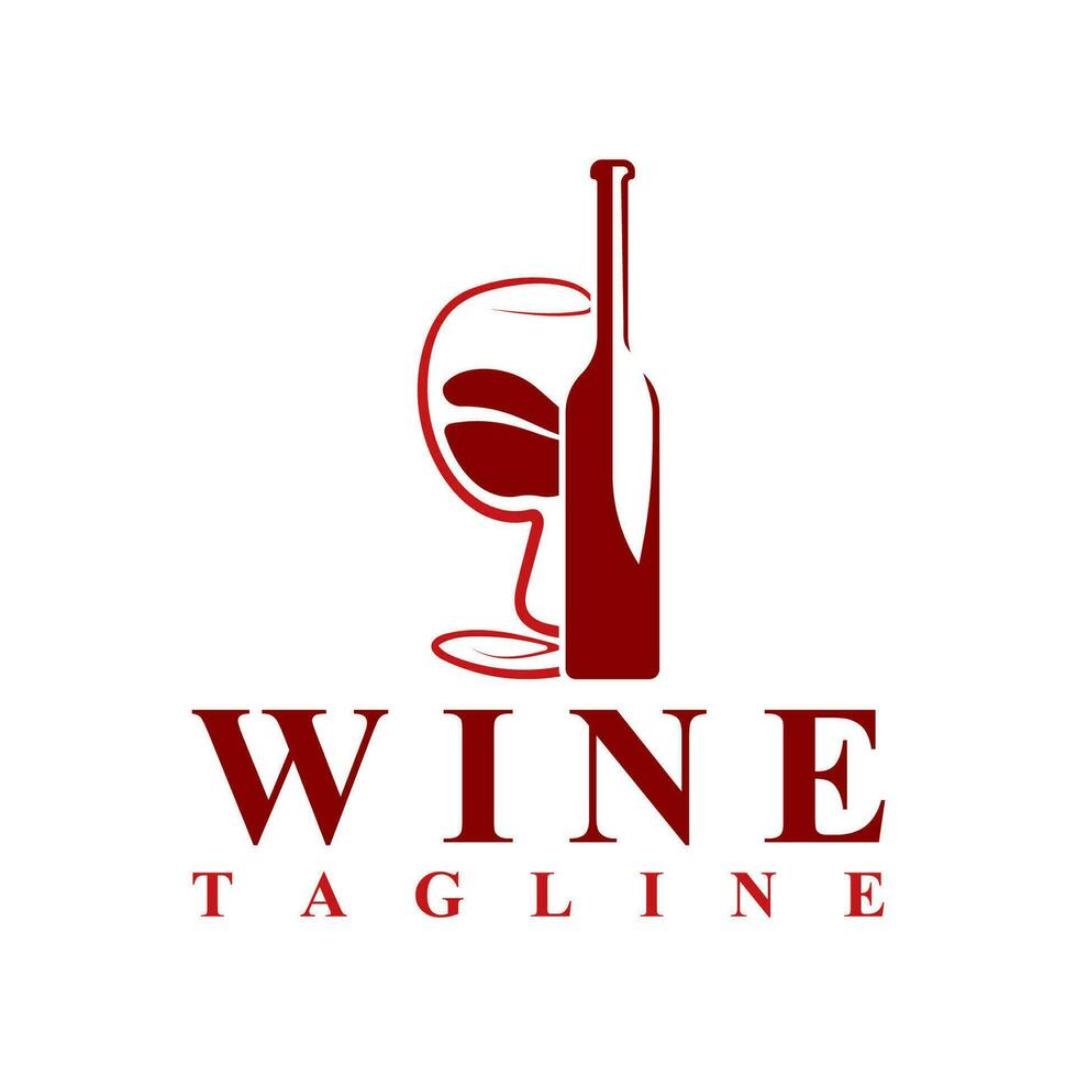 Wine bottle and glass logo vector