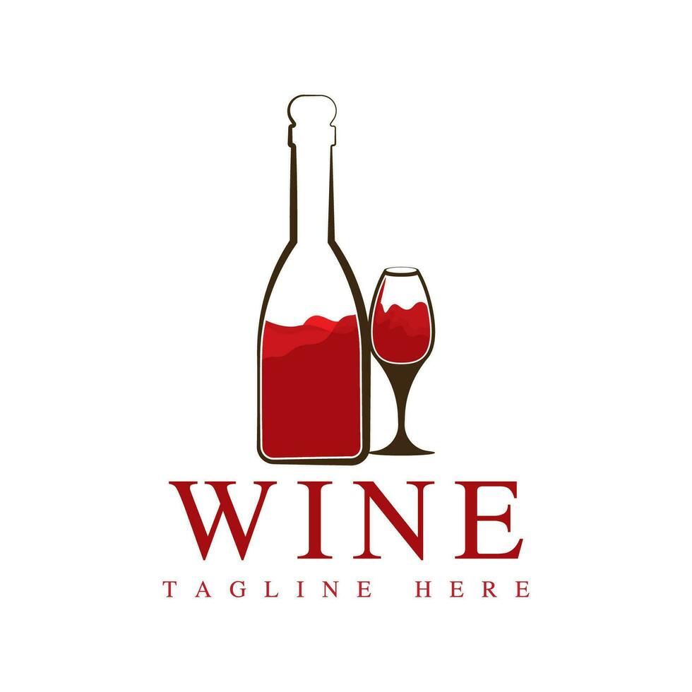 Wine bottle and glass logo vector