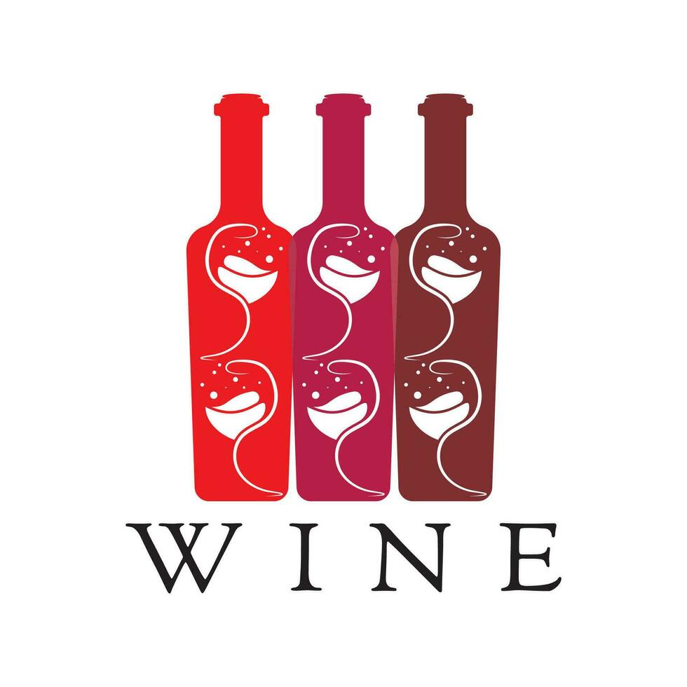 Wine bottle and glass logo vector