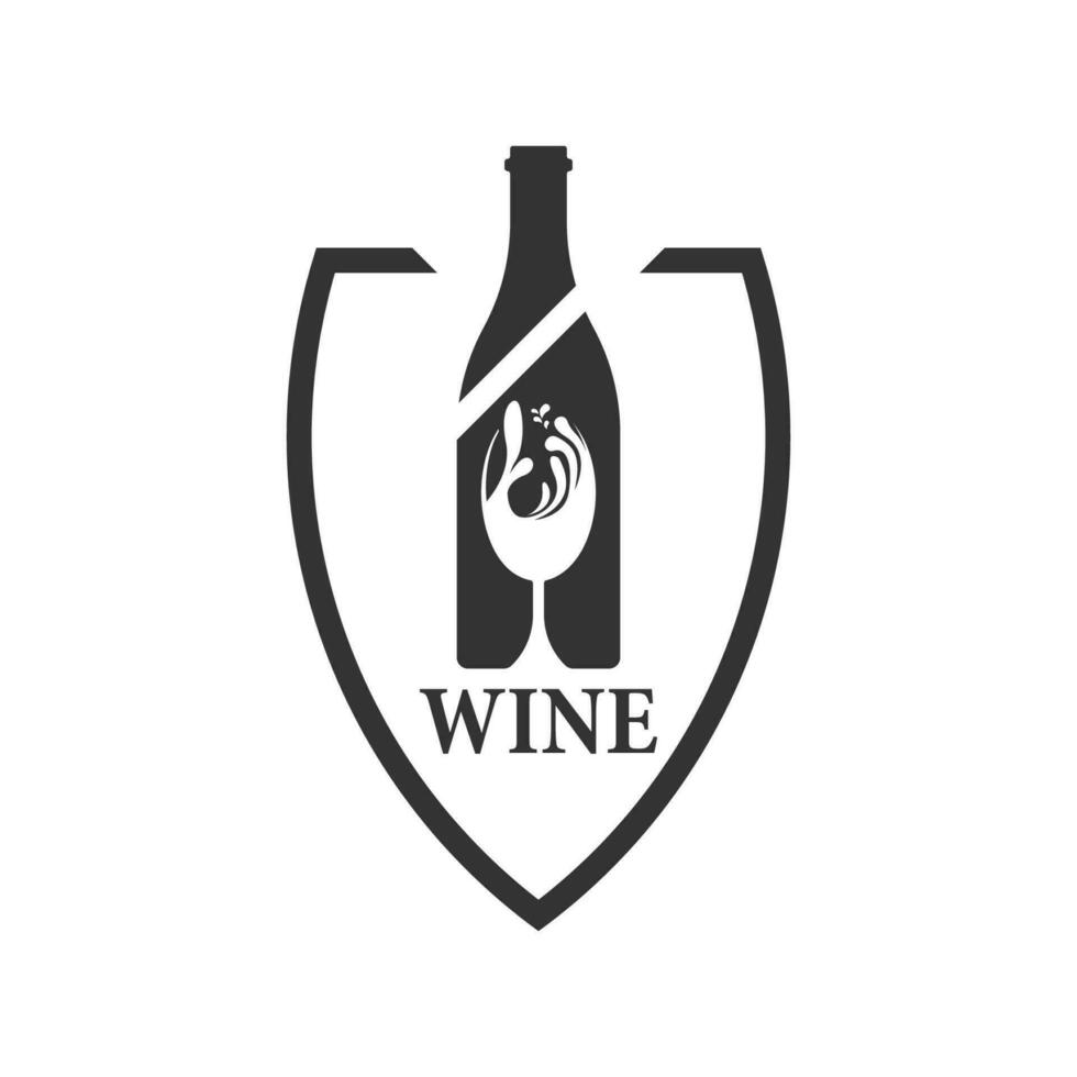botella de vino y logo de vidrio vector