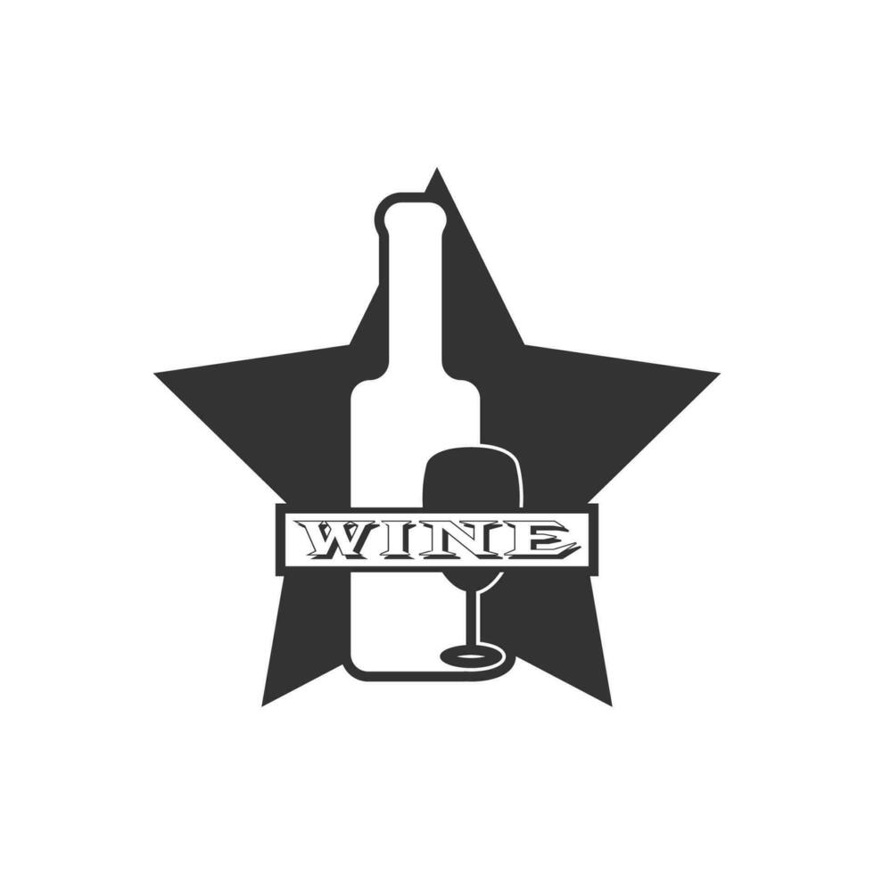 Wine bottle and glass logo vector