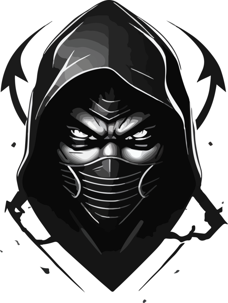 schwarz Ninja Logo Maskottchen Illustration ai generativ png