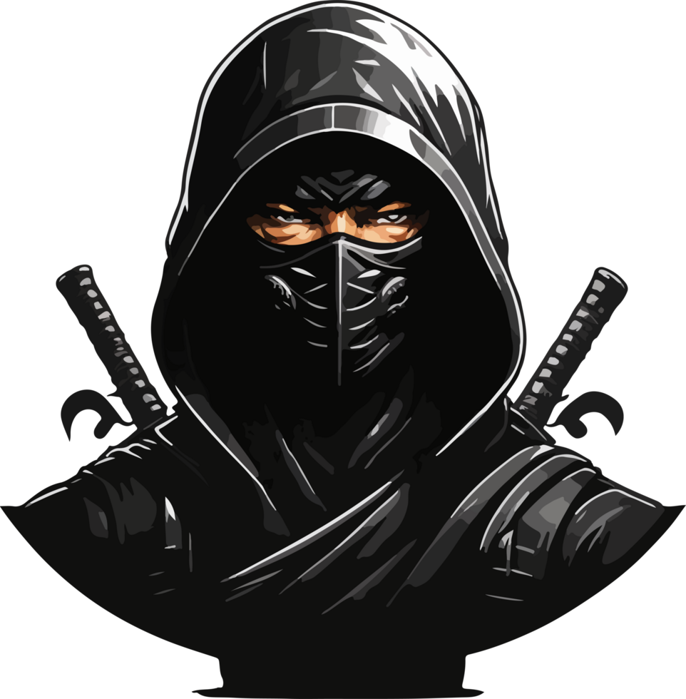 Preto ninja logotipo mascote ilustração com ai generativo png