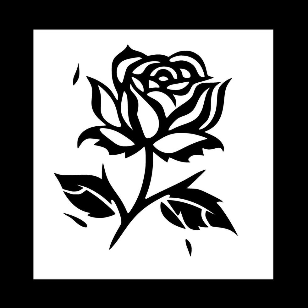 Flower - Black and White Isolated Icon - Vector illustration
