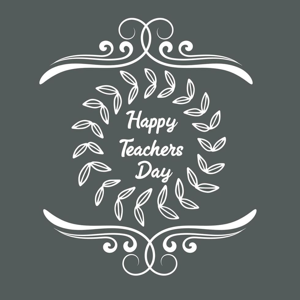 Creative Hand Lettering Text for Happy Teacher's Day Celebration on Decorative Doodle Floral Background vector