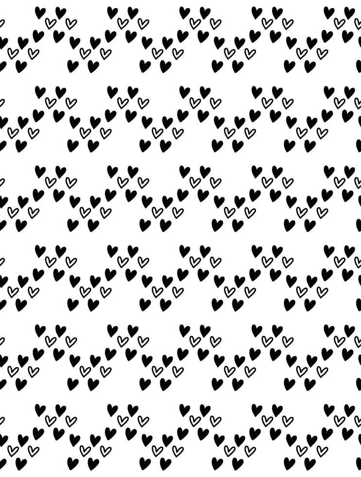 Vector seamless pattern. Simple repeating texture with chaotic hearts. Stylish hipster texture.