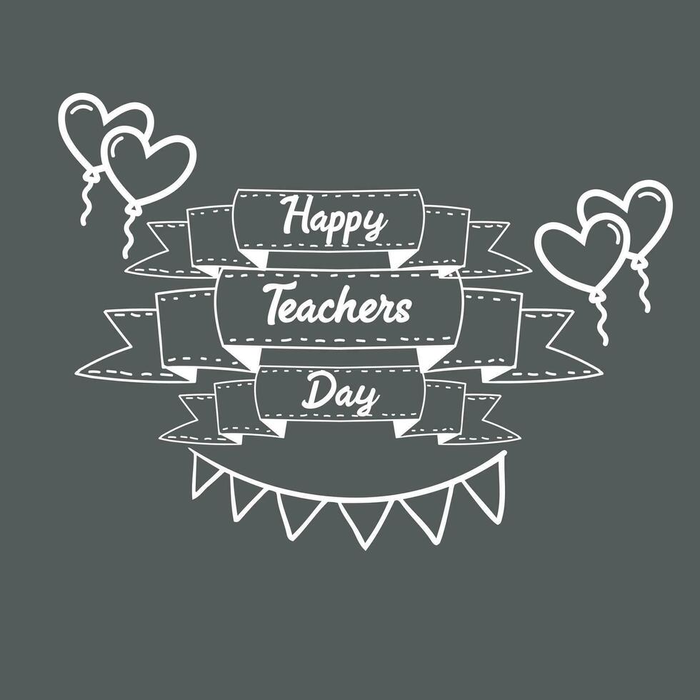 Creative Hand Lettering Text for Happy Teacher's Day Celebration on Decorative Doodle Floral Background vector