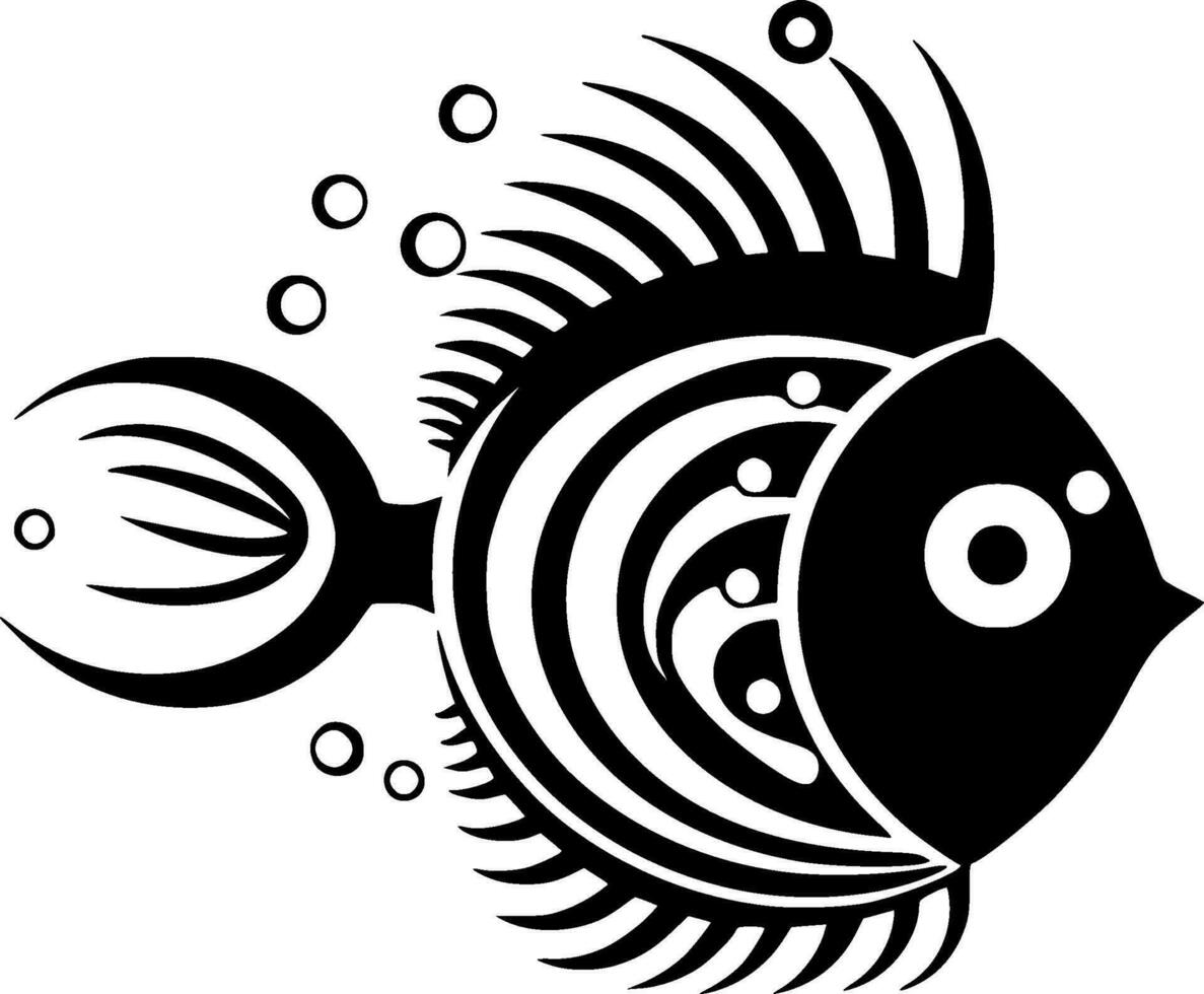 Fish, Black and White Vector illustration