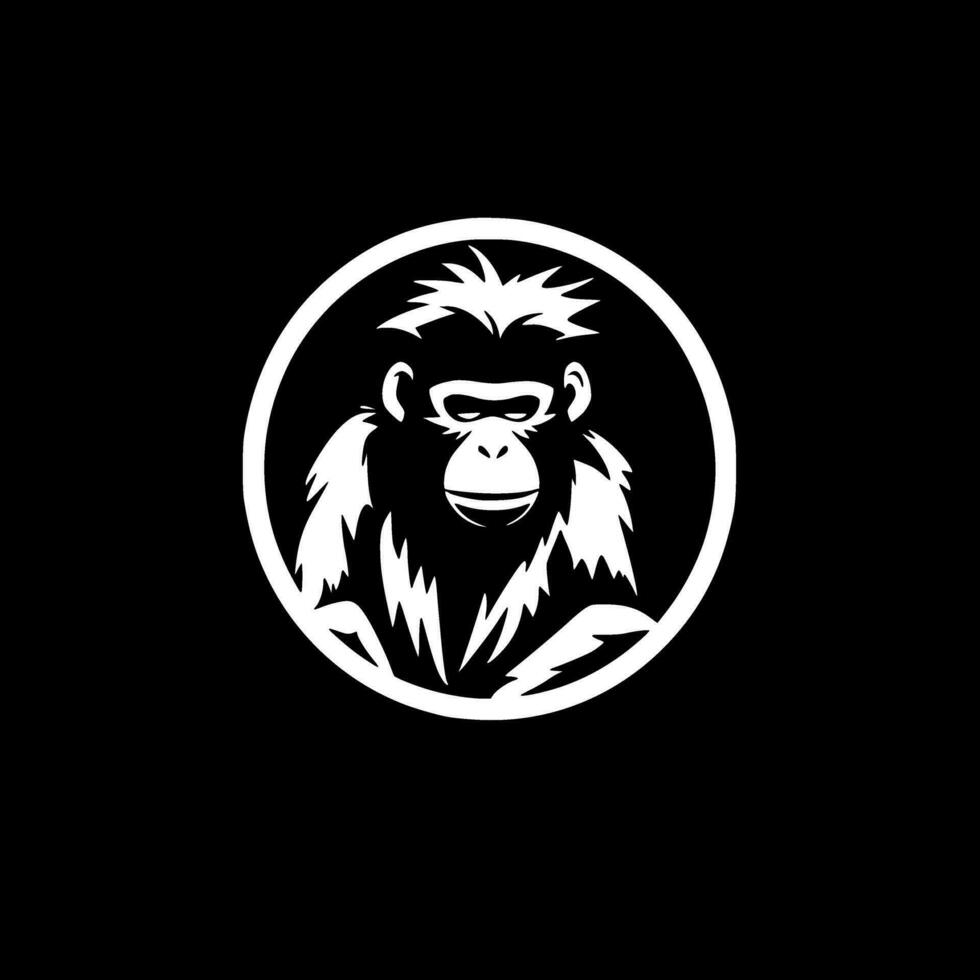 Monkey, Black and White Vector illustration