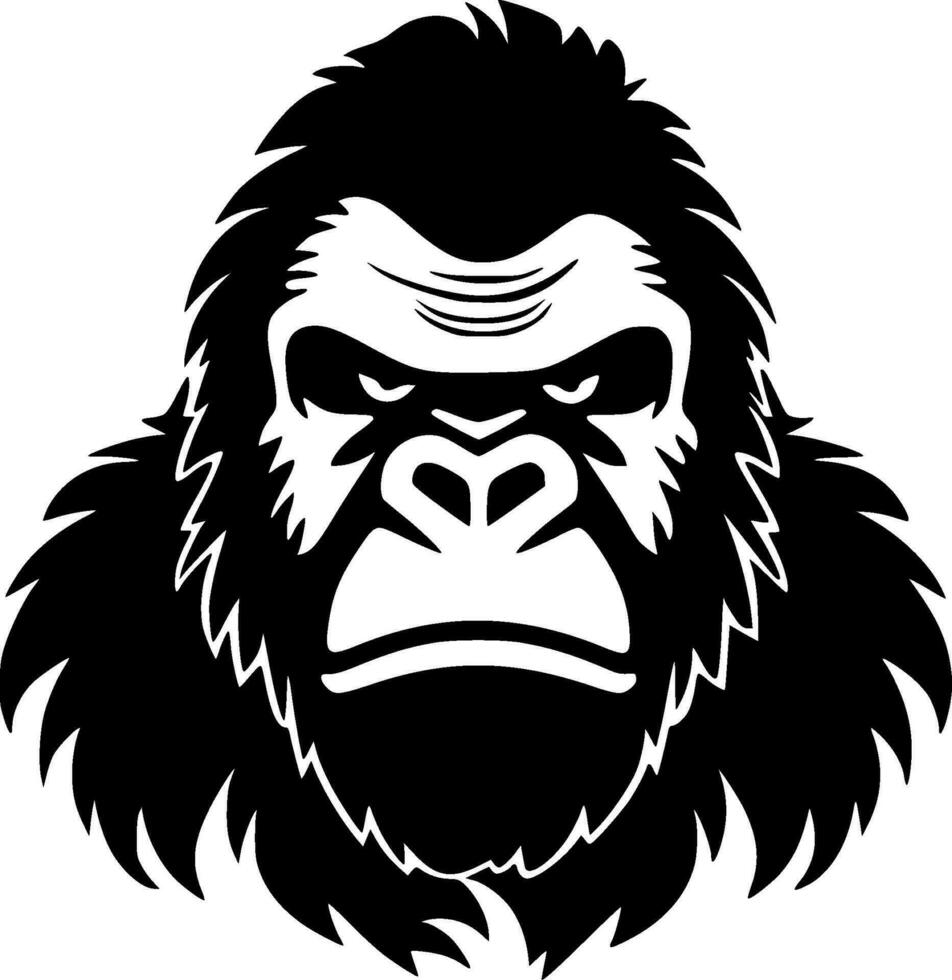 Gorilla, Black and White Vector illustration