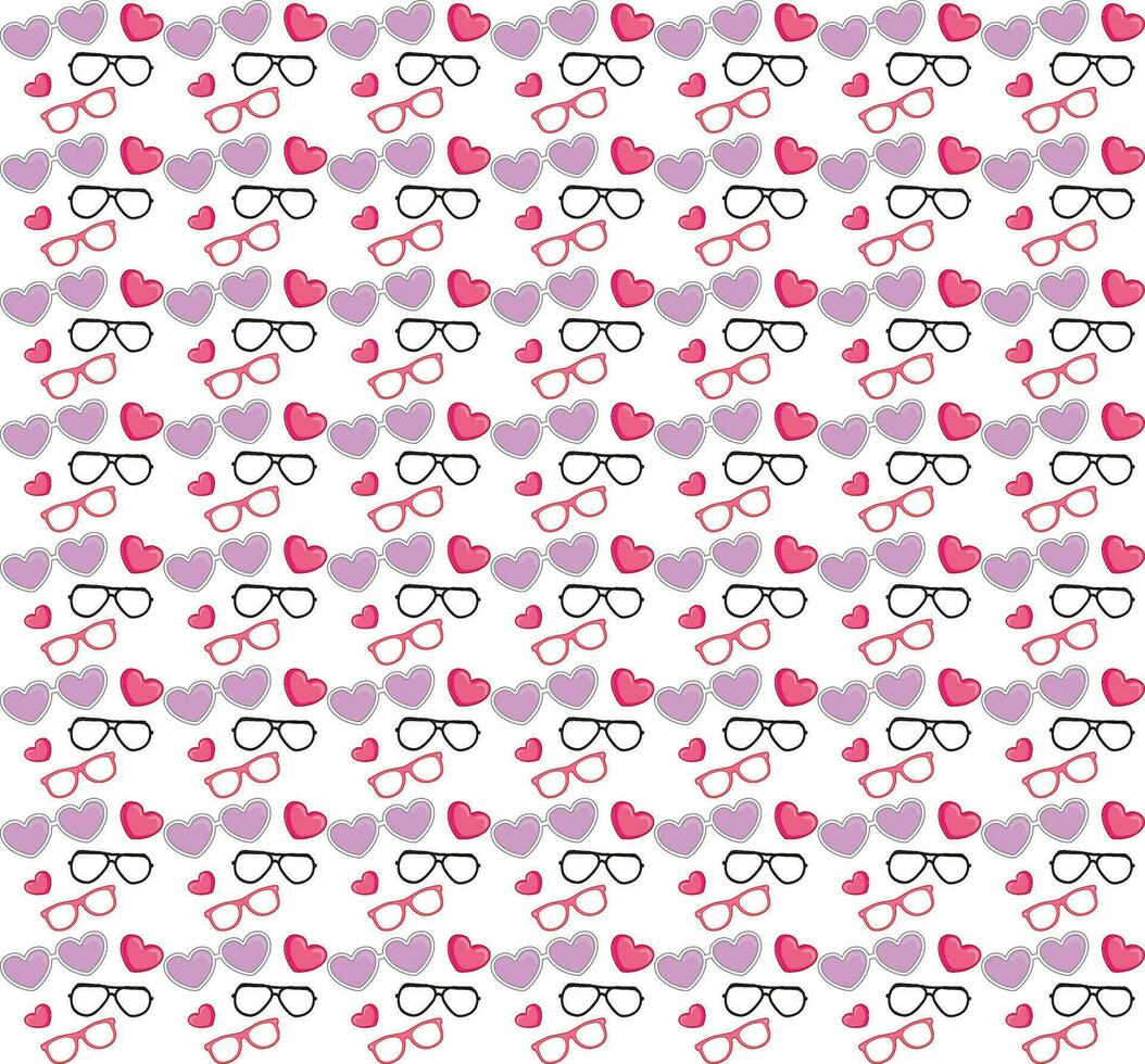 Vector seamless pattern. Simple repeating texture with chaotic hearts. Stylish hipster texture.