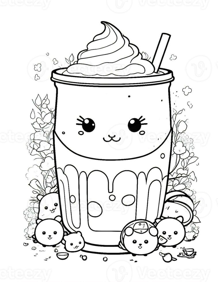 page for children coffee or hot chocolate with marshmallow photo