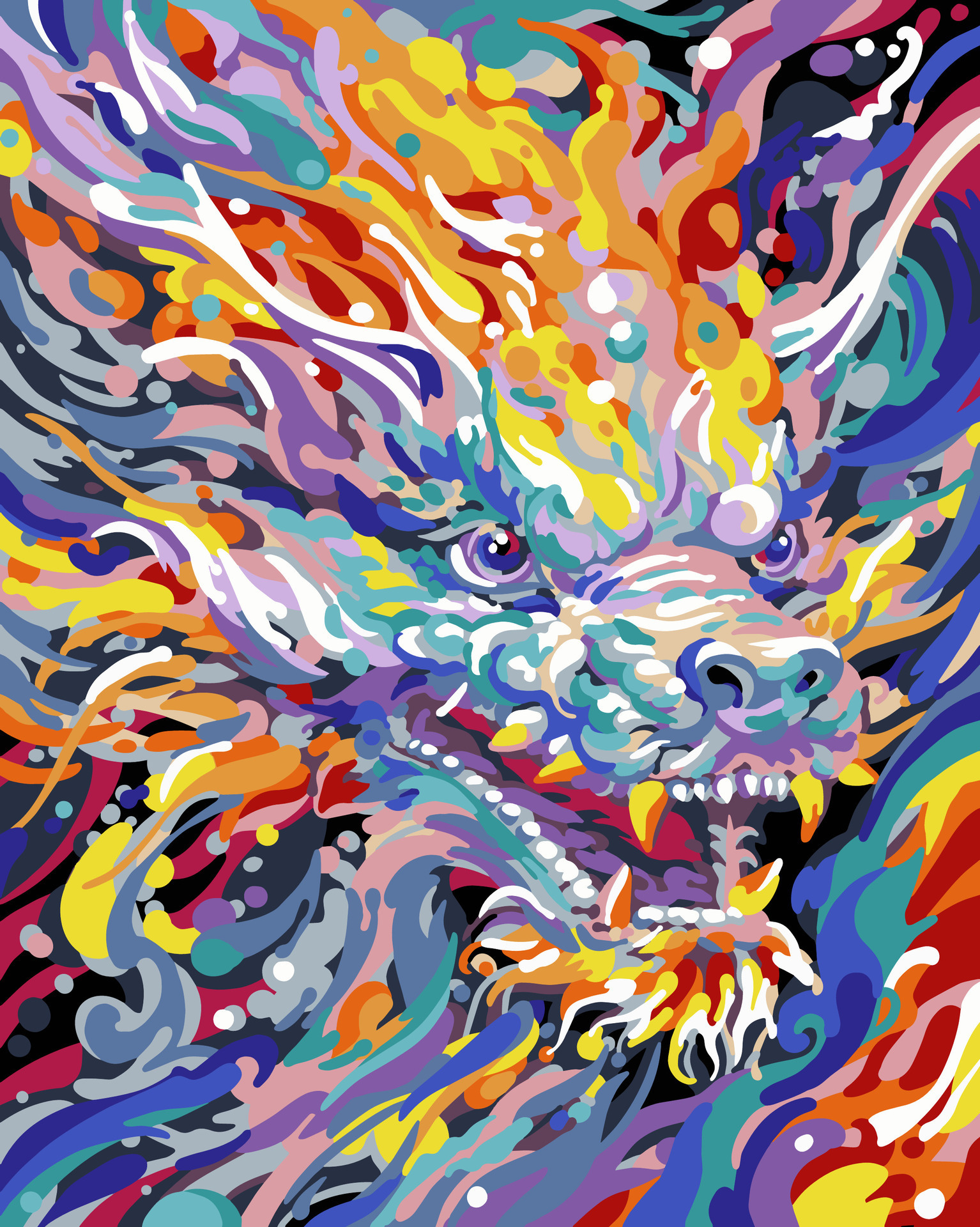 vector-close-up-of-dragon-painting-dragon-oil-painting-very-complex